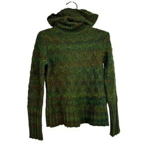 VTG CAROLE LITTLE Women's Green/Orange Wild Rugged Colorful Cowl Neck Sweater S